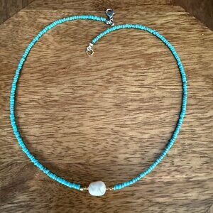 Blue Pearl Choker Necklace